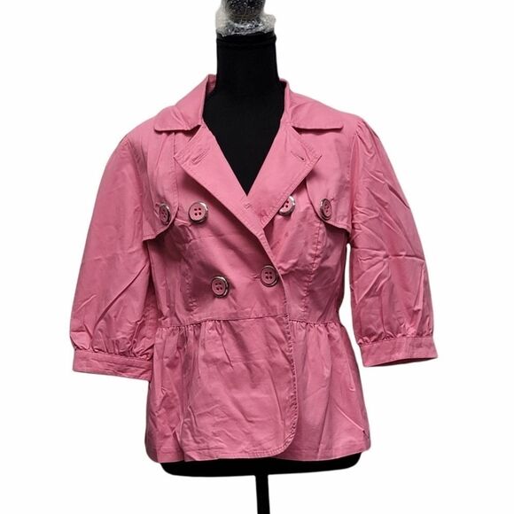 INC Pink Double Breasted Pink Belted Jacket - Picture 5 of 13